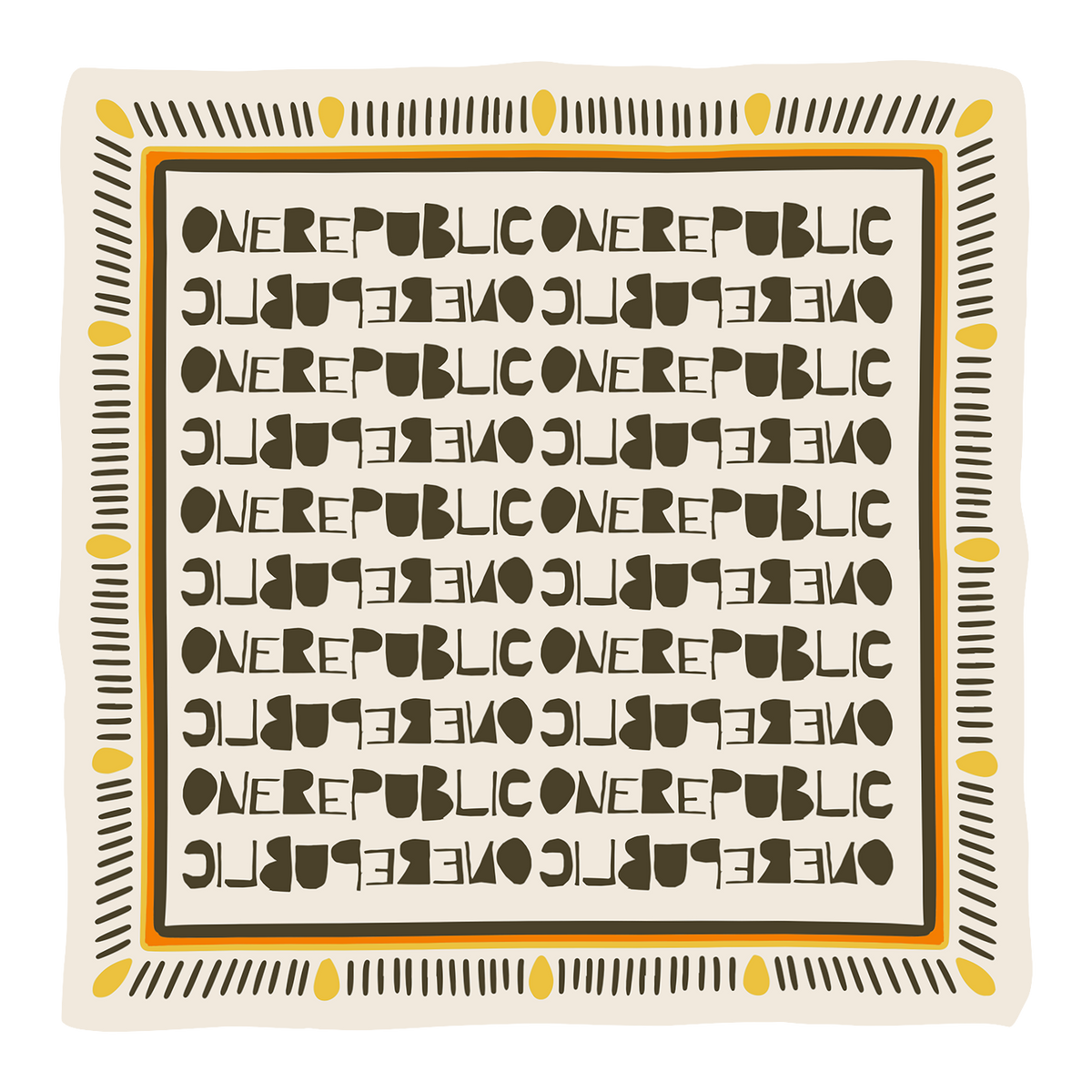 ONEREPUBLIC Logo Bandana, cream with gold border