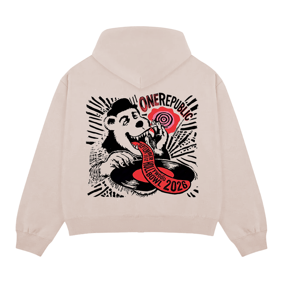 Hollywood Bowl Record Bear Hoodie, ivory, back