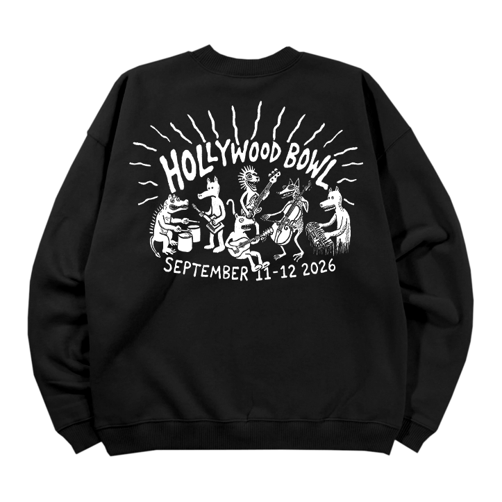 Hollywood Bowl Cartoon Band Crewneck, black, back