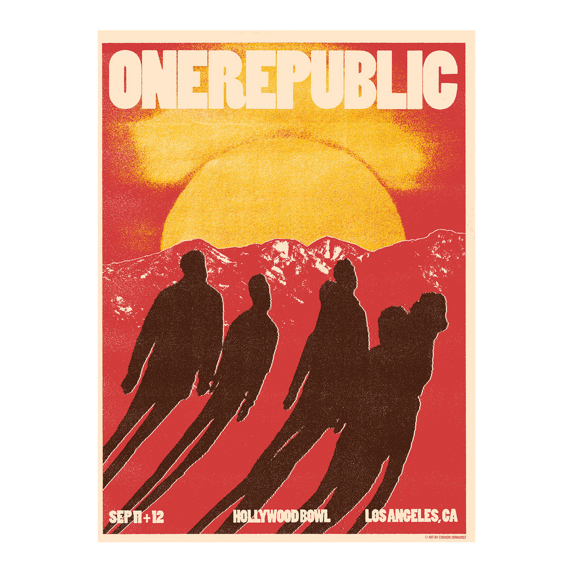 OneRepublic Hollywood Bowl 2026 show poster, art by Connor Dewhurst