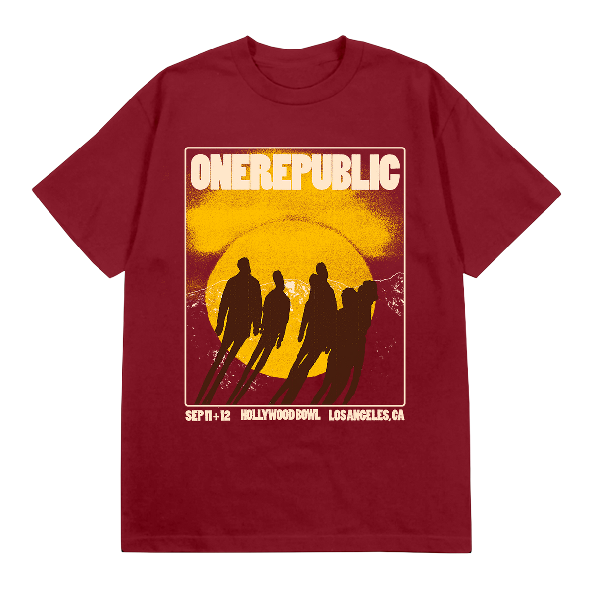 Hollywood Bowl Poster T-Shirt, cayenne red, front